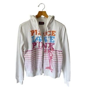 NWT Vintage Pink Panther Zip up Hoodie Size Large Y2K Retro 90s Multicolor FLAW